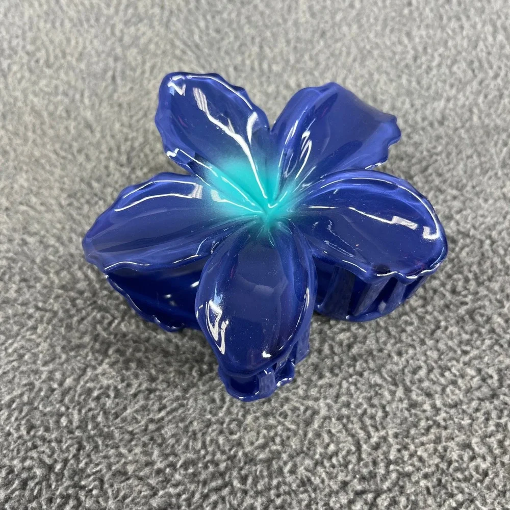 Piper K Floral Clip-On Earrings & Hair Claw Set Beach Tropical Bora Hand Painted